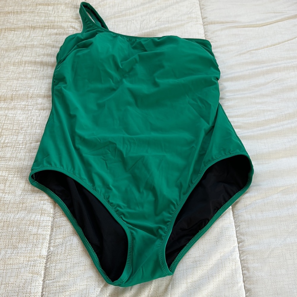 Turkiz Green One shoulder Swimsuit Size 14 - Picture 3 of 8